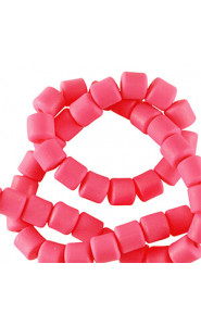 Polymer tube beads 6mm - Neon pink